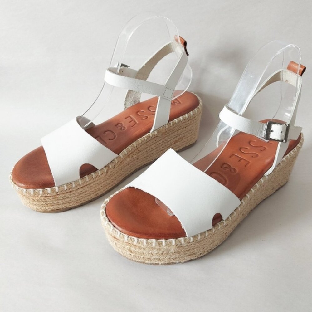 Musse & Cloud Women Boho Chic Espadrille Platform Sandals Size 10 White Buckle